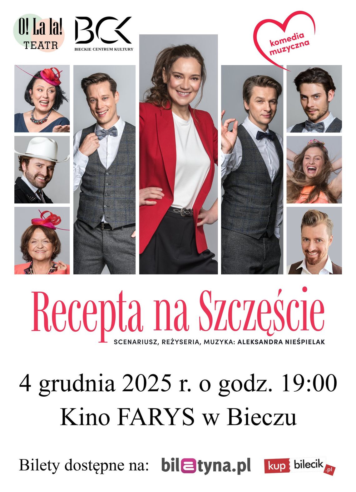Spektakl Teatru O! La La! pt. „Recepta na Szczęście” | zapowiedzi wydarzeń - halogorlice.info plakat zapowiadający spektakl