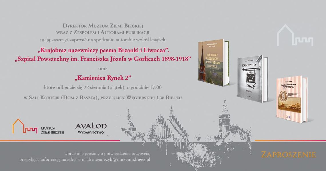 Zdjęcie przedstawia plakat promujący Spotkanie autorskie w Bieczu