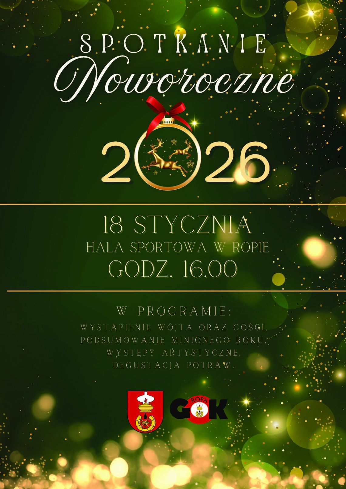 Spotkanie Noworoczne w Ropie | zapowiedzi wydarzeń - halogorlice.info plakat zapowiadający wydarzenie - Spotkanie Noworoczne w Ropie
