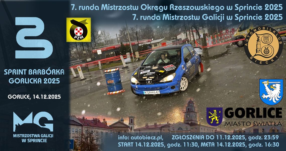 Sprint Barbórka Gorlicka 2025 | zapowiedzi wydarzeń - halogorlice.info plakat zapowiadający wydarzenie Sprint Barbórka Gorlicka 2025