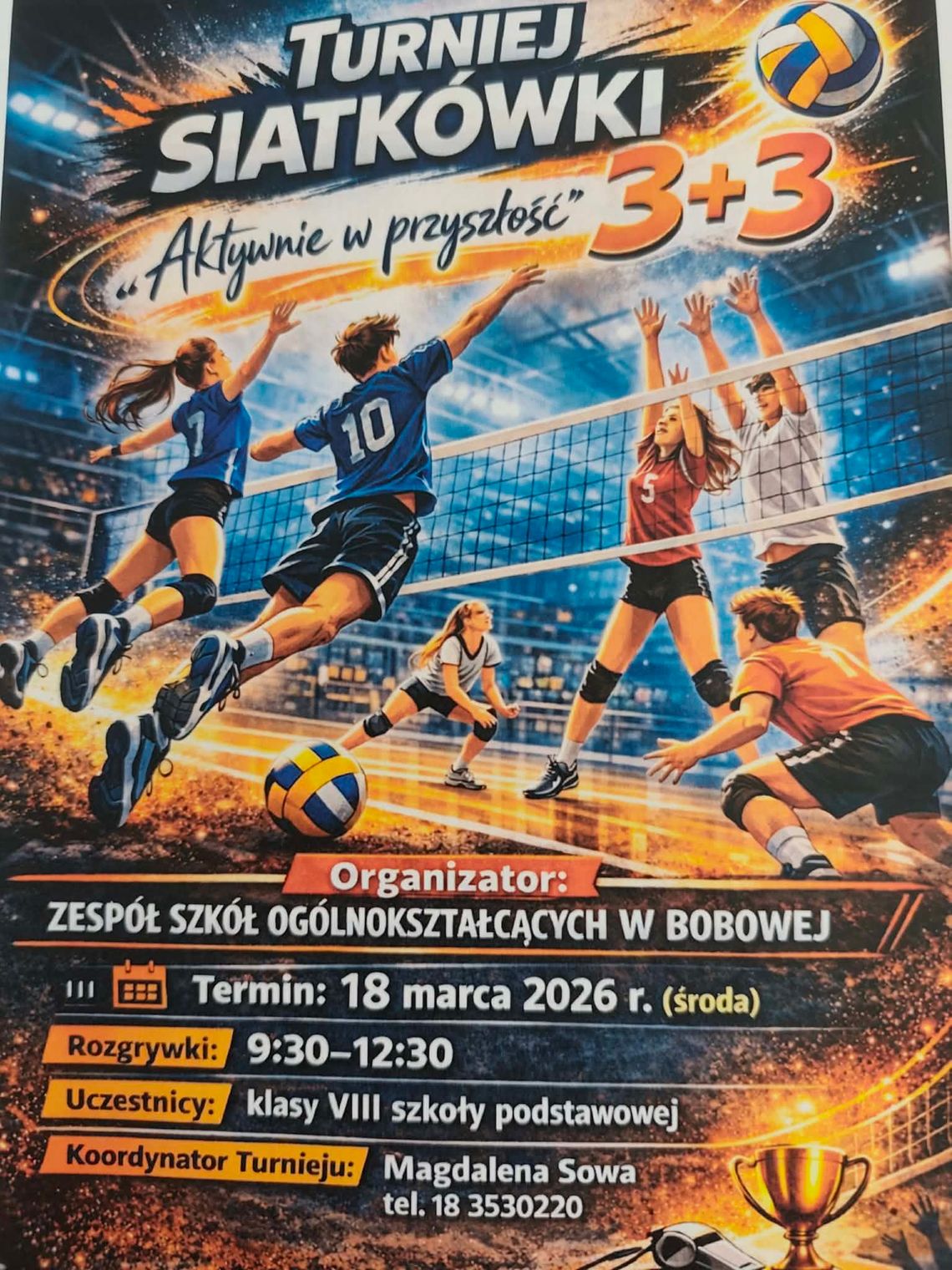 Plakat zapowiadający wydarzenie - Turniej siatkówki w Bobowej