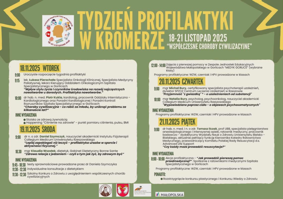 Plakat zapowiadający wydarzenie tydzień profilaktyki w kromerze