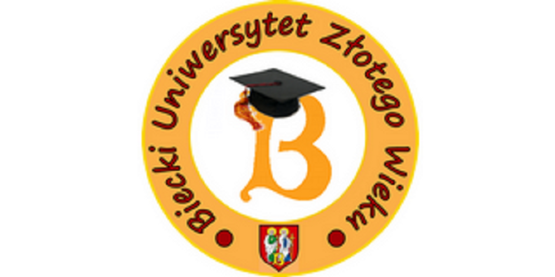 plakat przedstawia logo Bieckiego Uniwersytetu Złotego Wieku