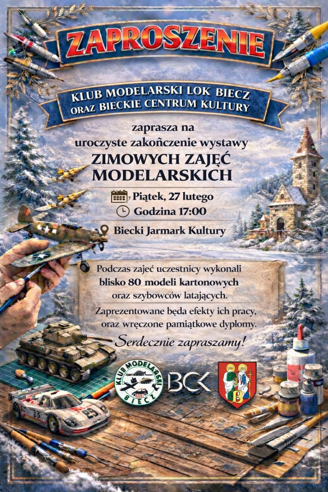 Uroczyste zakończenie zimowych zajęć modelarskich w Bieczu | zapowiedzi wydarzeń - halogorlice.info plakat zapowiadający wydarzenie - Uroczyste zakończenie Zimowych Zajęć Modelarskich w Bieczu