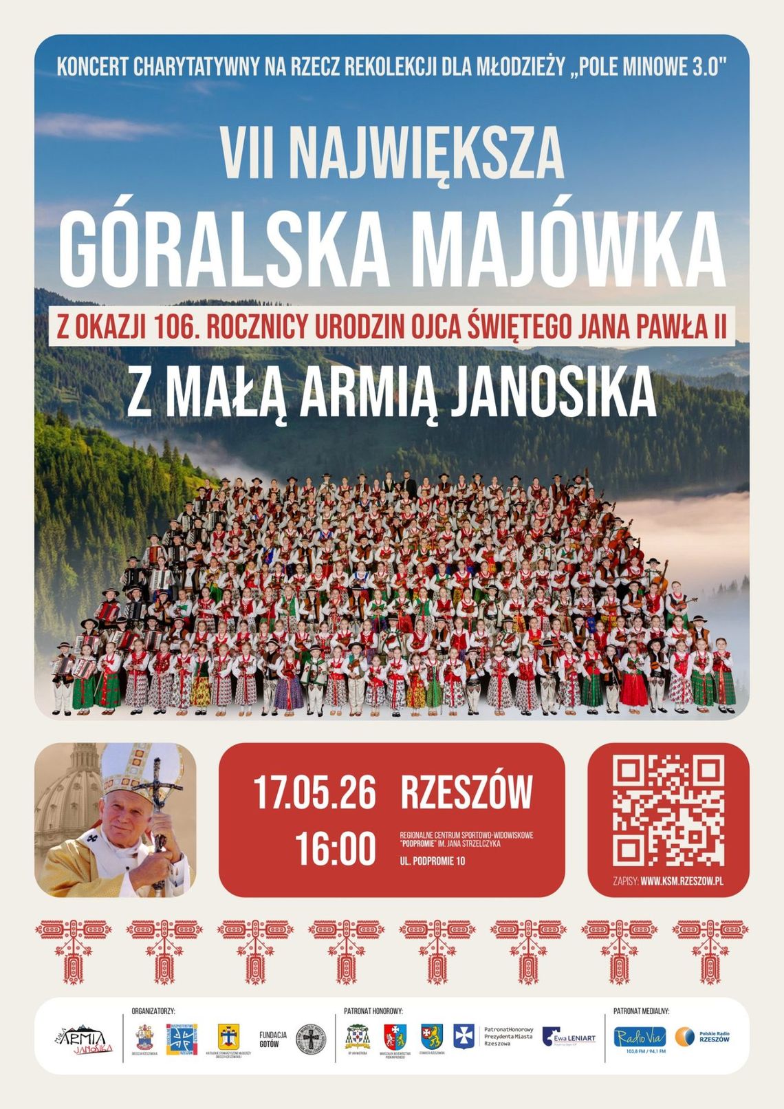 Plakat zapowiadający wydarzenie - VII Największa Góralska Majówka z Małą Armią Janosika