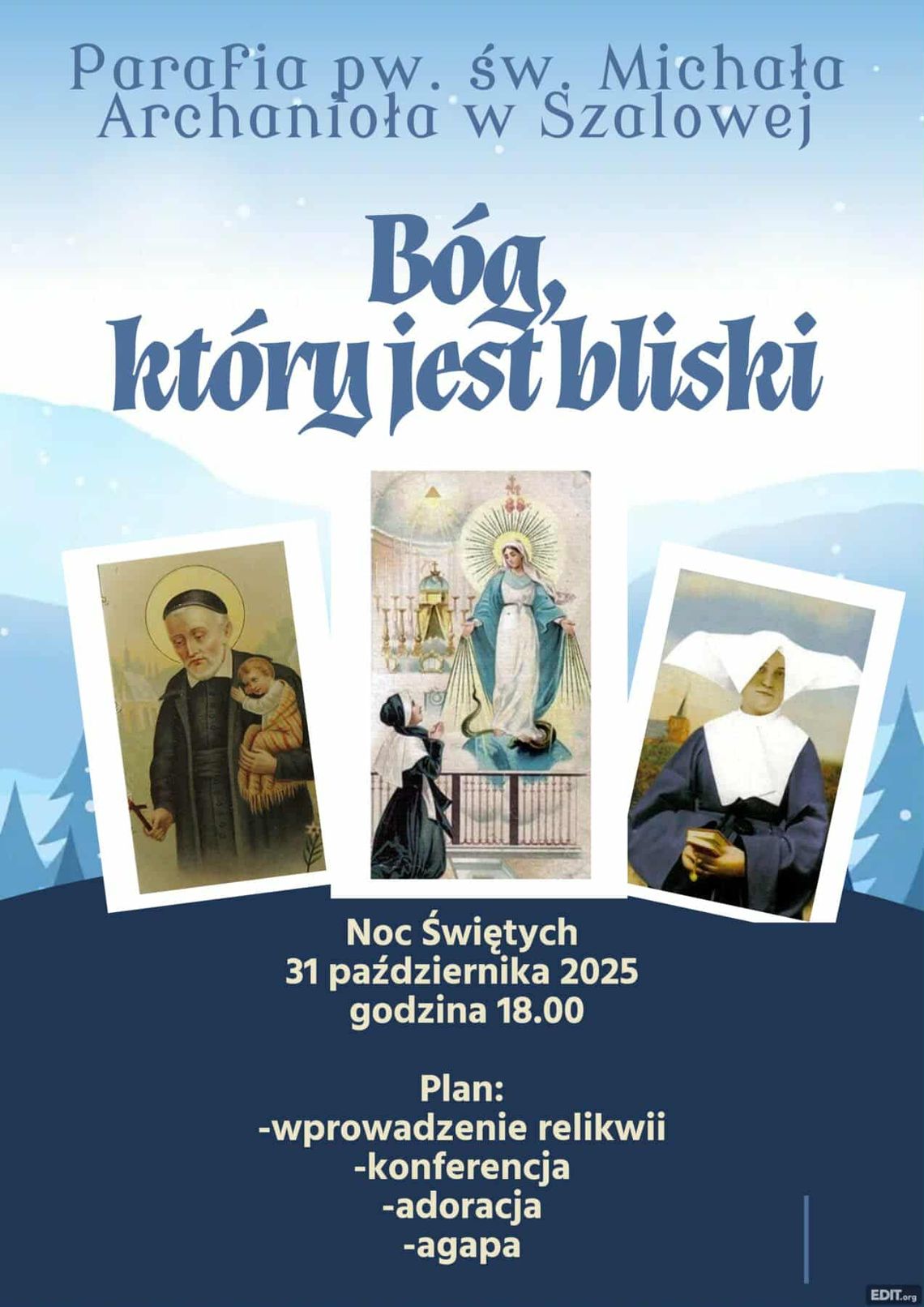 VIII Noc Świętych pt. Bóg jest blisko nas | zwiastuny wydarzeń - halogorlice.info Zdjęcie przedstawia plakat promujący wydarzenie VIII Noc Świętych pt. Bóg jest blisko nas
