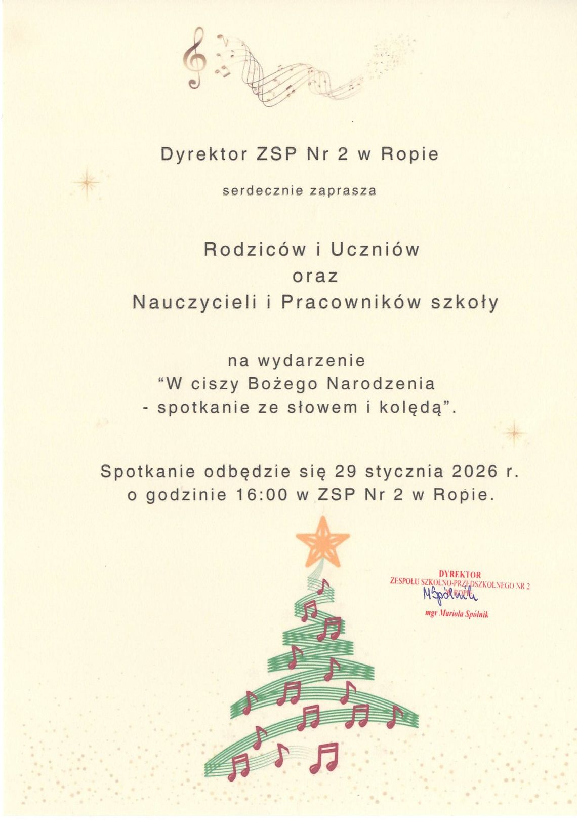 plakat zapowiadający wydarzenie - W ciszy Bożego Narodzenia – spotkanie ze słowem i kolędą