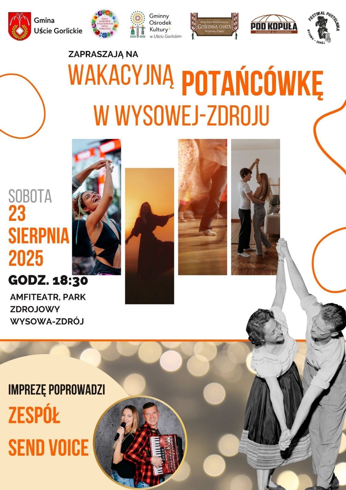 Wakacyjna potańcówka w Wysowej-Zdroju | halogorlice.info Zdjęcie przedstawia plakat promujący wydarzenie Wakacyjną potańcówkę w Wysowej-Zdroju