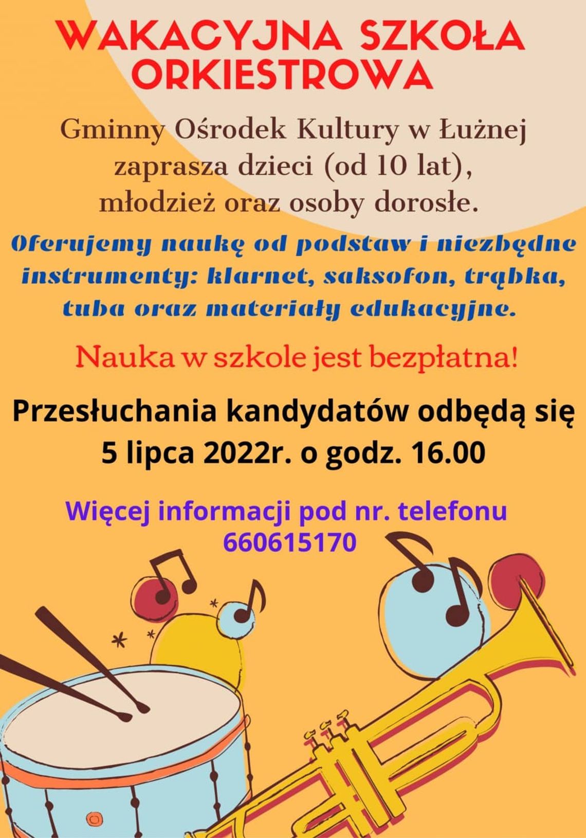Wakacyjna Szkoła Orkiestrowa | zapowiedzi imprez – halogorlice.info