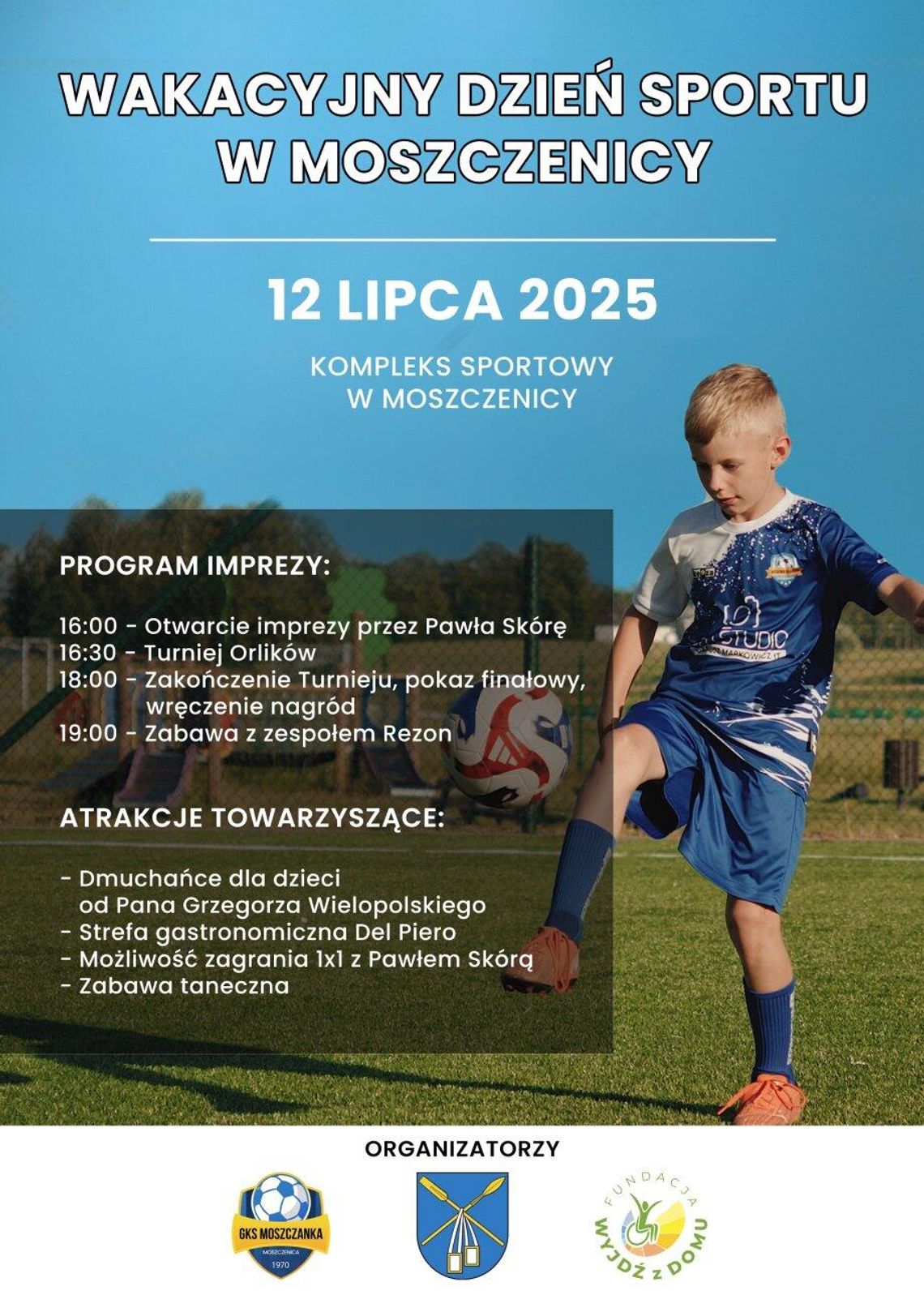 Wakacyjny dzień sportu w Moszczenicy | halogorlice.info Plakat zapowiadający Wakacyjny dzień sportu w Moszczenicy