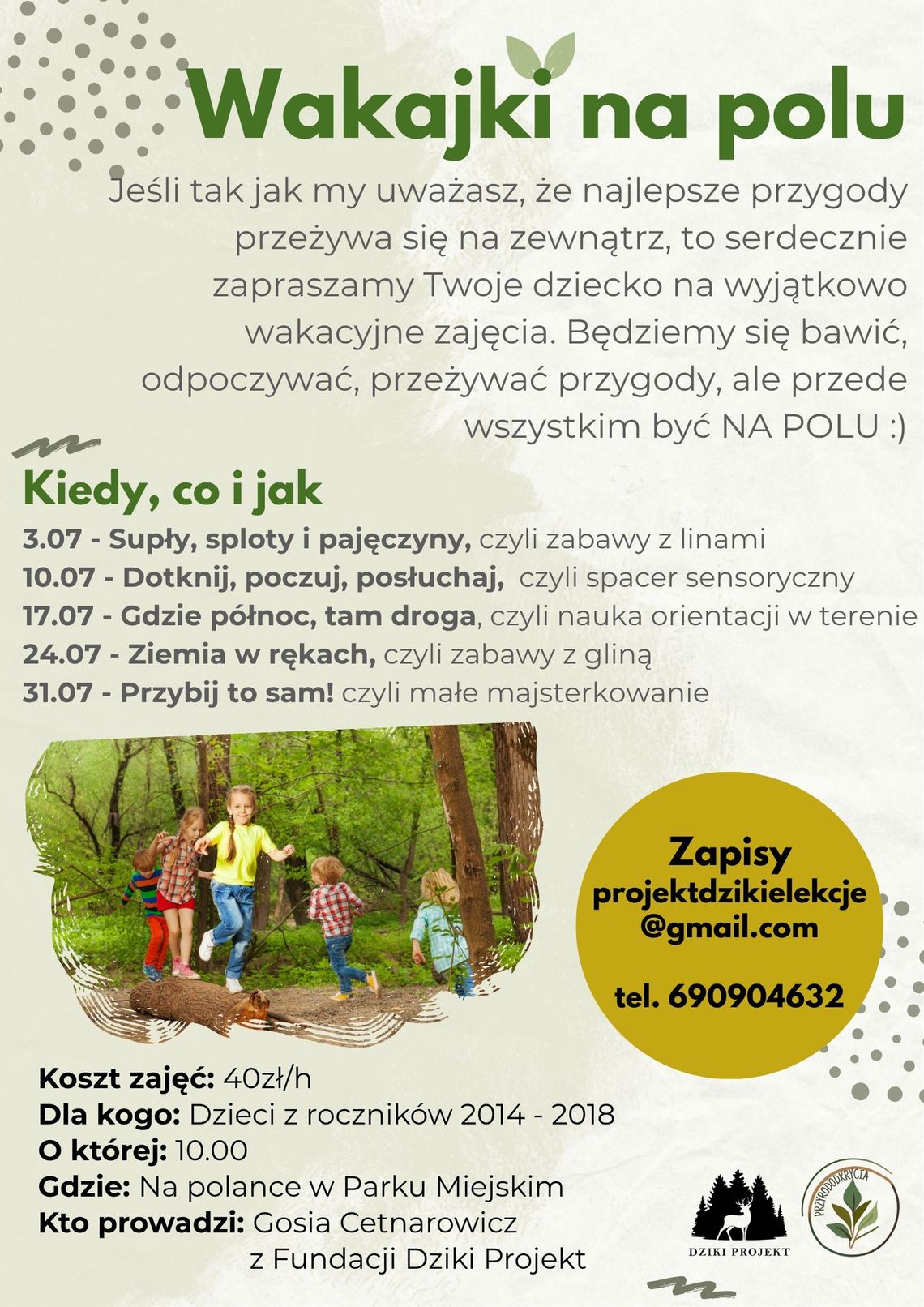 Wakajki na polu z Dzikim Projektem | halogorlice.info Plakat zapowiadający wydarzenie Wakajki na polu z Dzikim Projektem