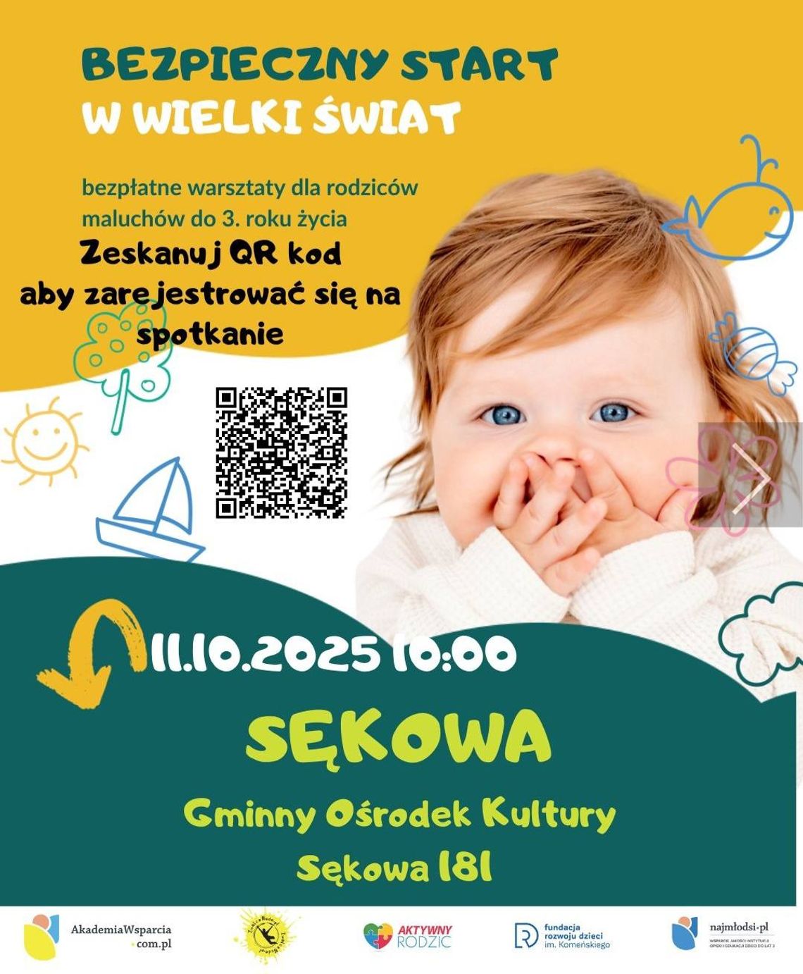 Plakat zapowiadający wydarzenie "Bezpieczny start w wielki świat!"