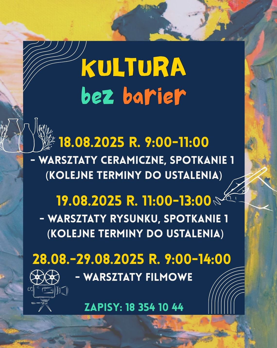 Zdjęcie przedstawia plakat promujący Warsztaty filmowe w Moszczenicy