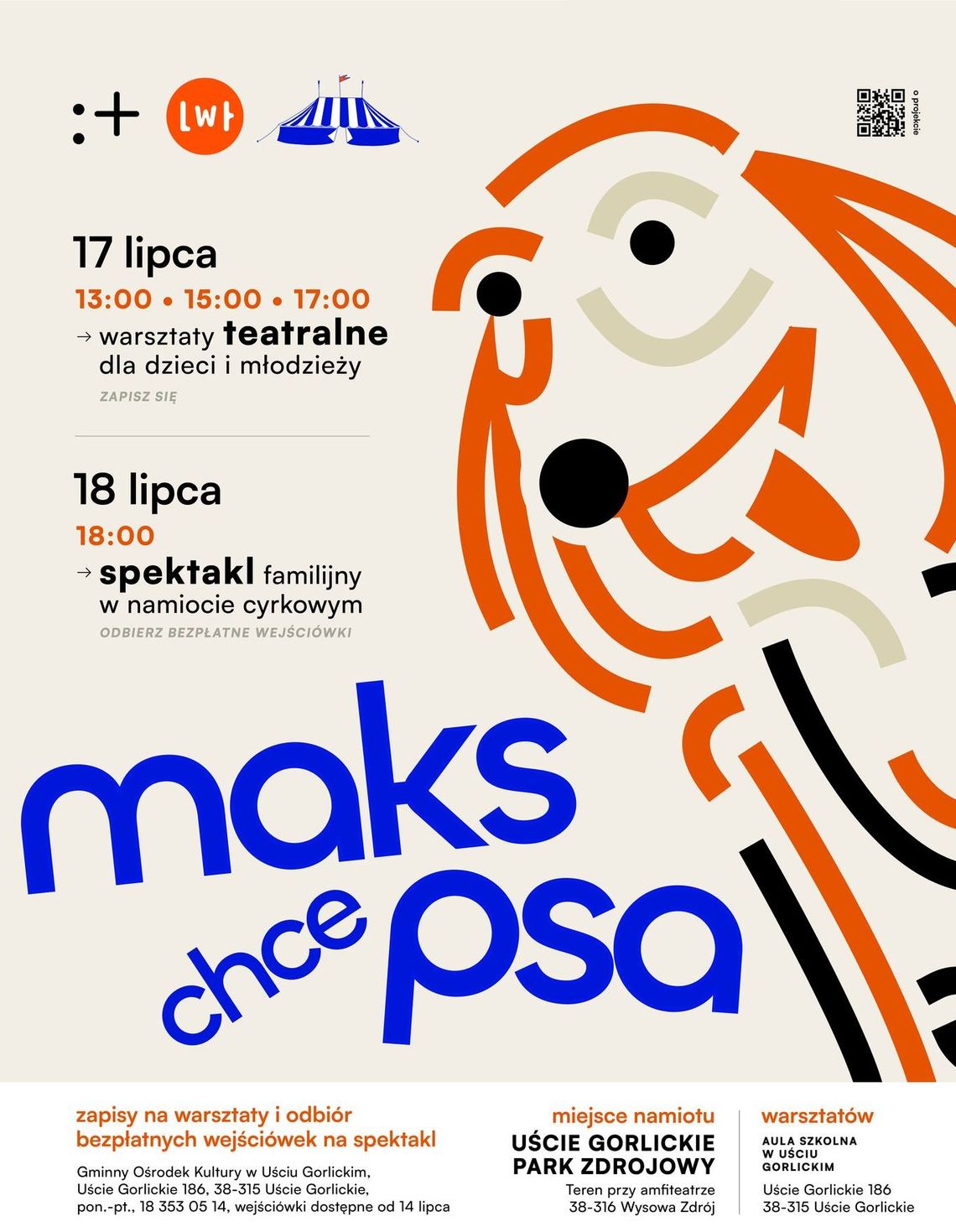 Warsztaty i spektakl pt. Maks chce psa w Uściu Gorlickim | halogorlice.info Plakat zapowiadający Warsztaty i spektakl pt. Maks chce psa w Uściu Gorlickim