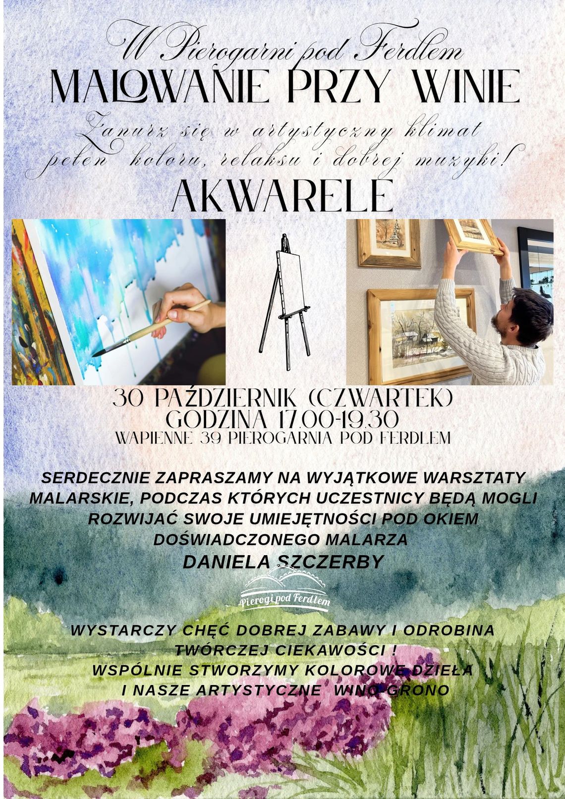 Warsztaty malarskie z Danielem Szczerbą | zwiastuny wydarzeń - halogorlice.info Zdjęcie przedstawia plakat promujący wydarzenie Warsztaty malarskie z Danielem Szczerbą