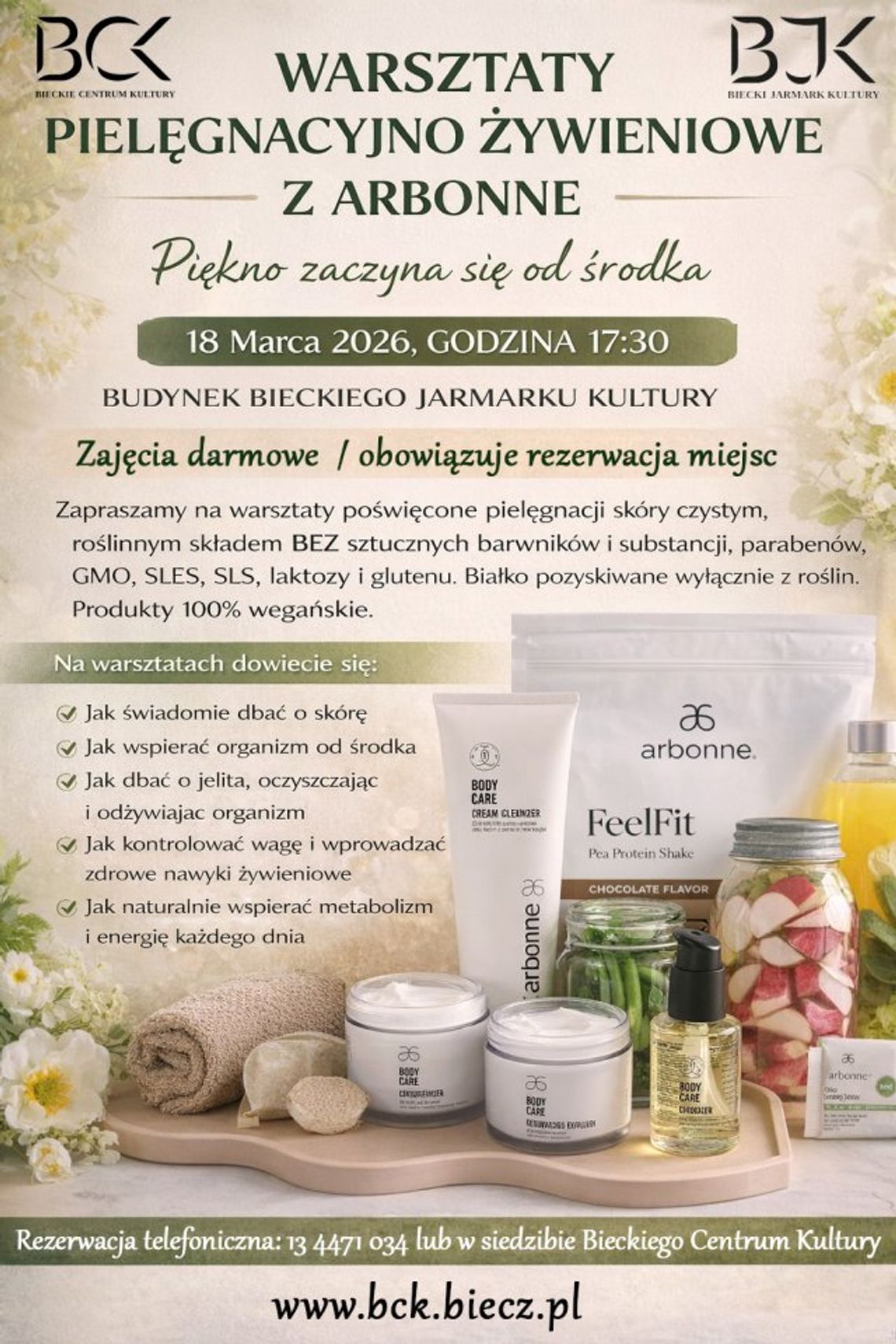 Warsztaty pielęgnacyjno-żywieniowe z Arbonne | zapowiedzi wydarzeń - halogorlice.info