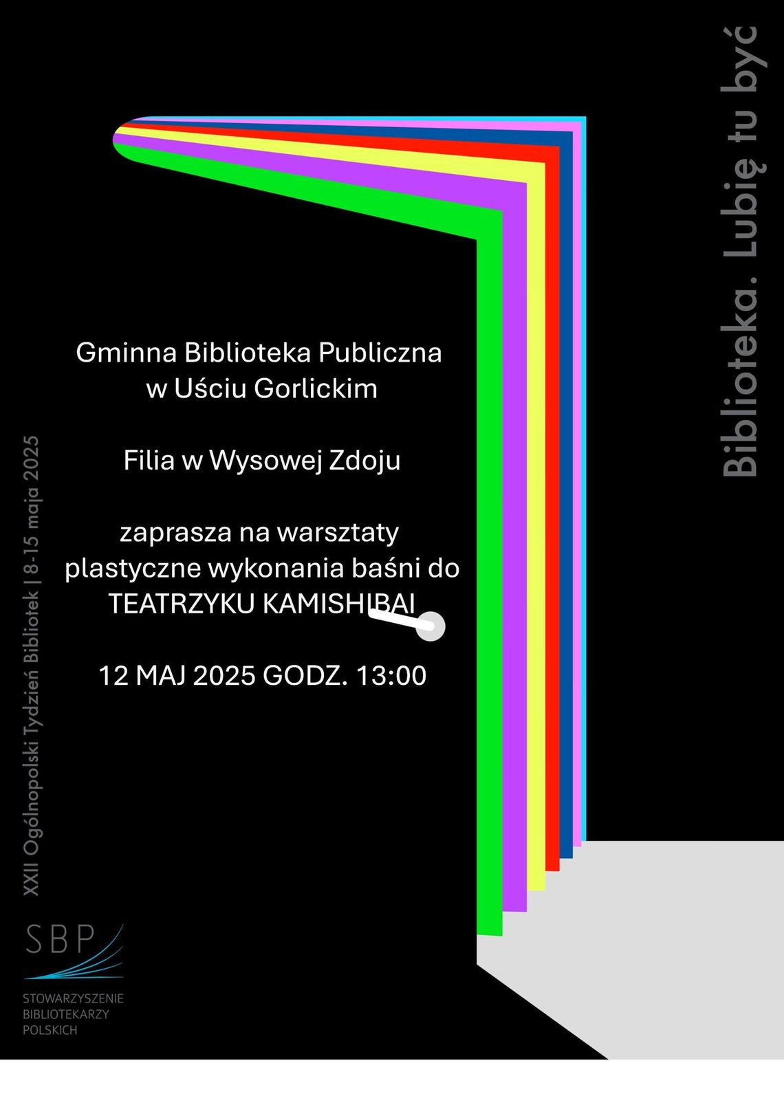 Warsztaty plastyczne wykonania baśni do teatrzyku kamishibai | halogorlice.info Plakat promujący warsztaty plastyczne w bibliotece