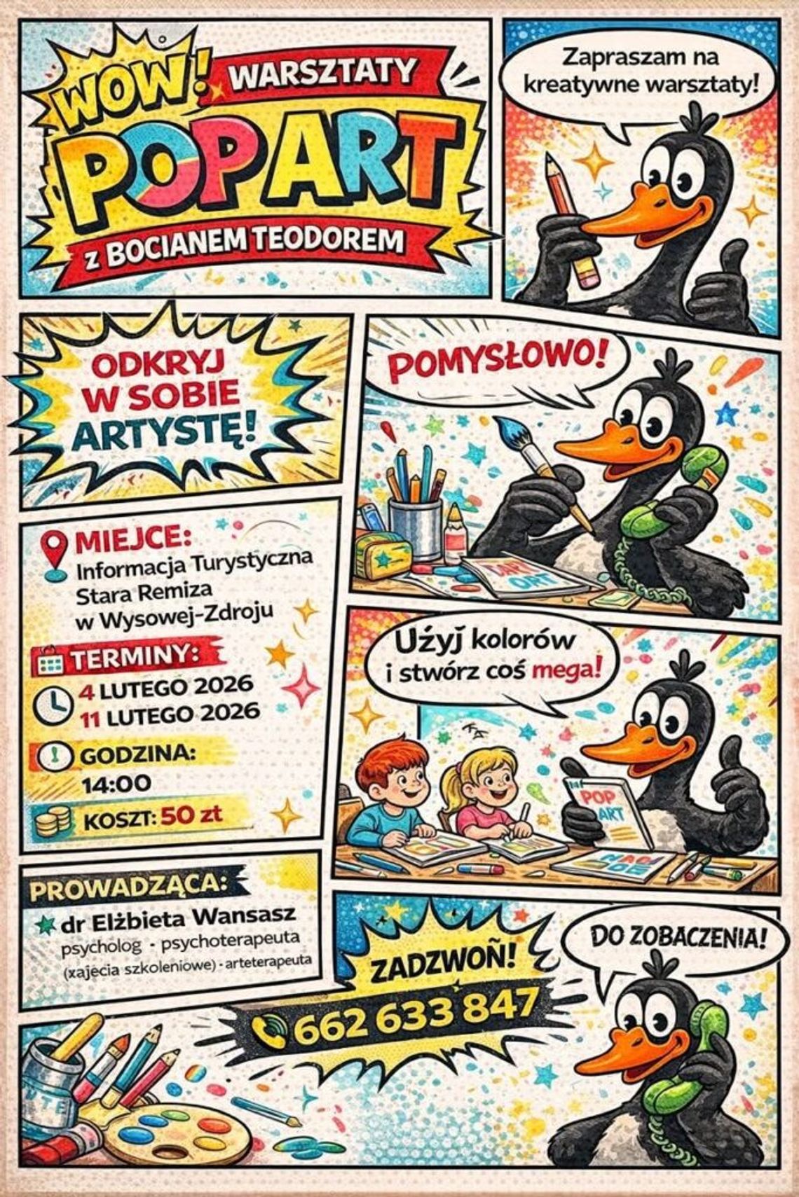 warsztaty pop-art z „Bocianem Teodorem”. | zapowiedzi wydarzeń - halogorlice.info
