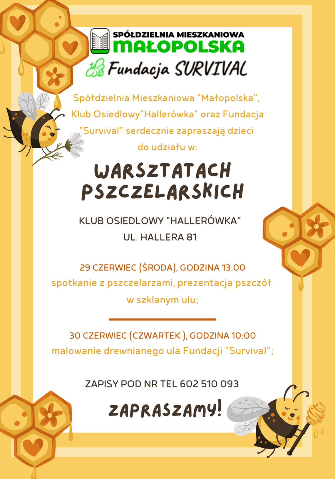 Warsztaty Pszczelarskie – Klub Osiedlowy „Hallerówka” | zapowiedzi imprez – halogorlice.info