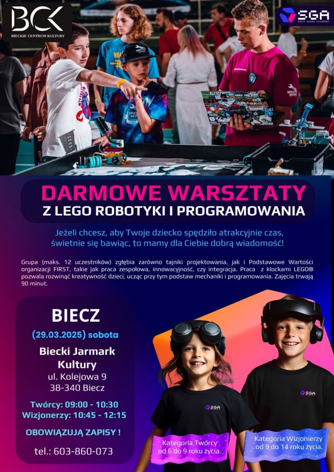 Plakat warsztaty z lego robotyki i programowania