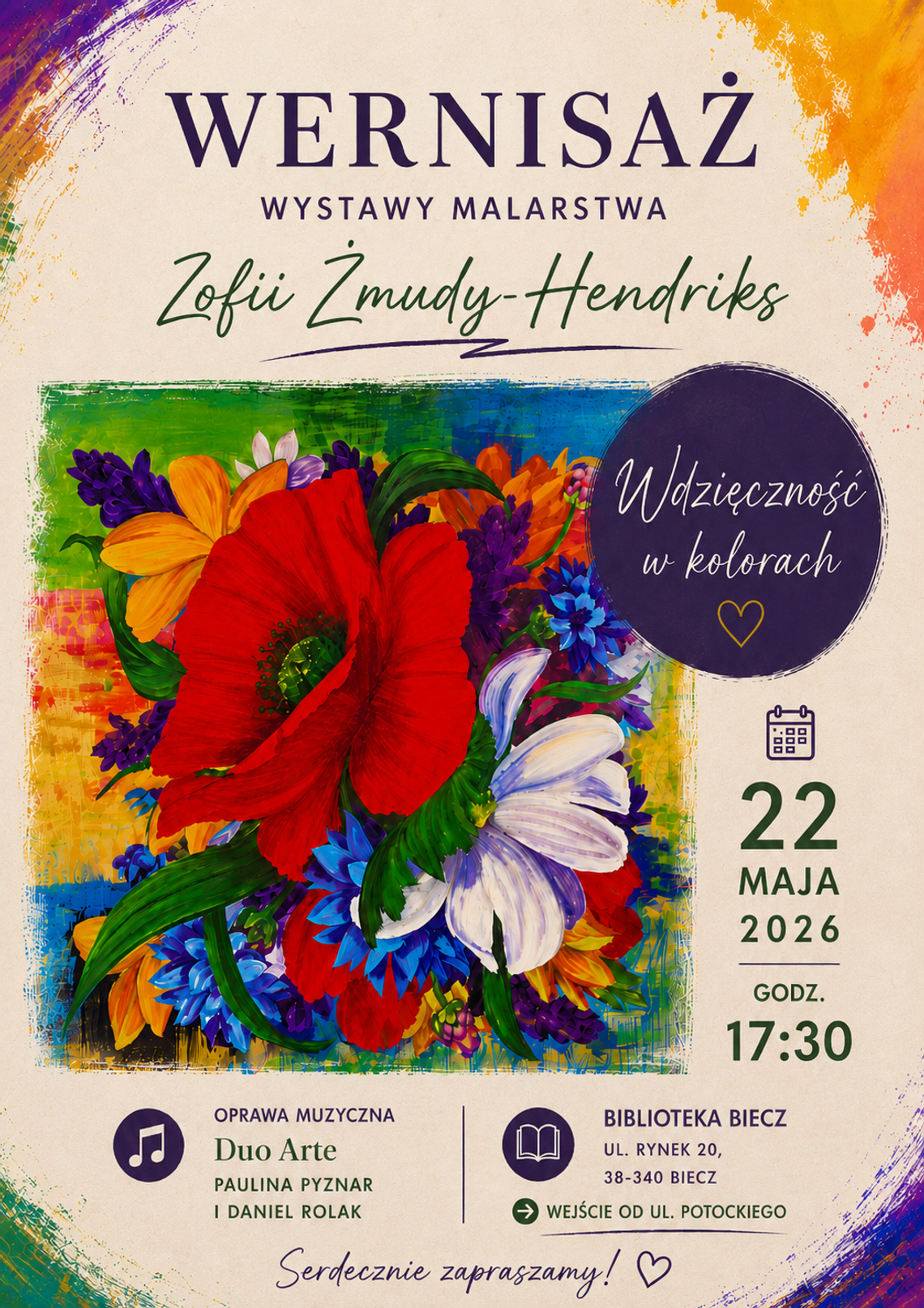 Wernisaż wystawy malarstwa Zofii Żmudy-Hendriks | zapowiedzi wydarzeń - halogorlice.info zdjęcie przedstawia plakat promujący wydarzenie - Wernisaż wystawy malarstwa Zofii Żmudy-Hendriks