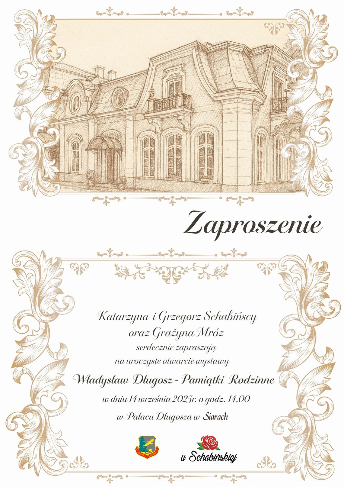 Zdjęcie przedstawia plakat promujący wydarzenie Wernisaż wystawy pt. Władysław Długosz. Pamiątki rodzinne