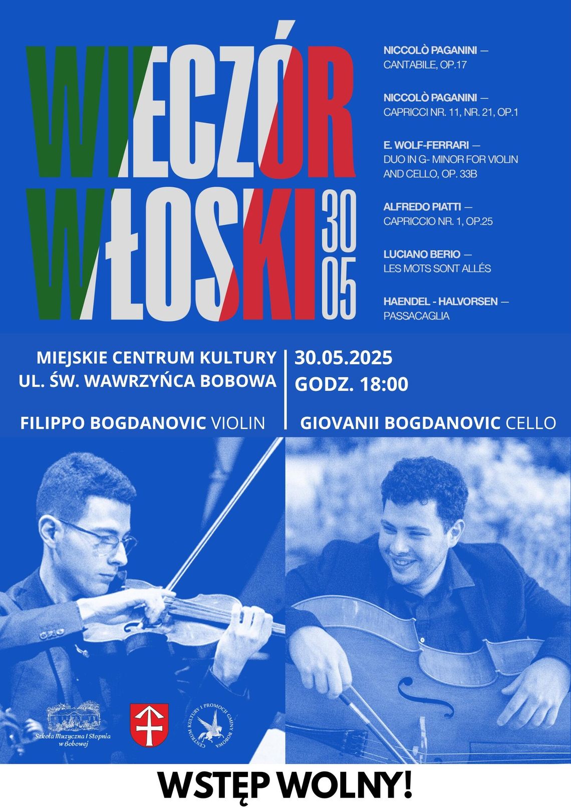 Wieczór włoski w Bobowej | halogorlice.info Plakat zapowiadający wydarzenie Wieczór włoski