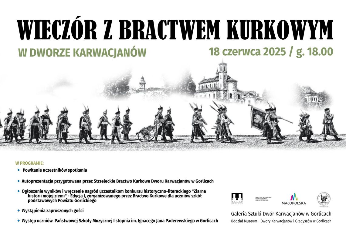 Plakat zapowiadający wydarzenie Wieczór z Bractwem Kurkowym