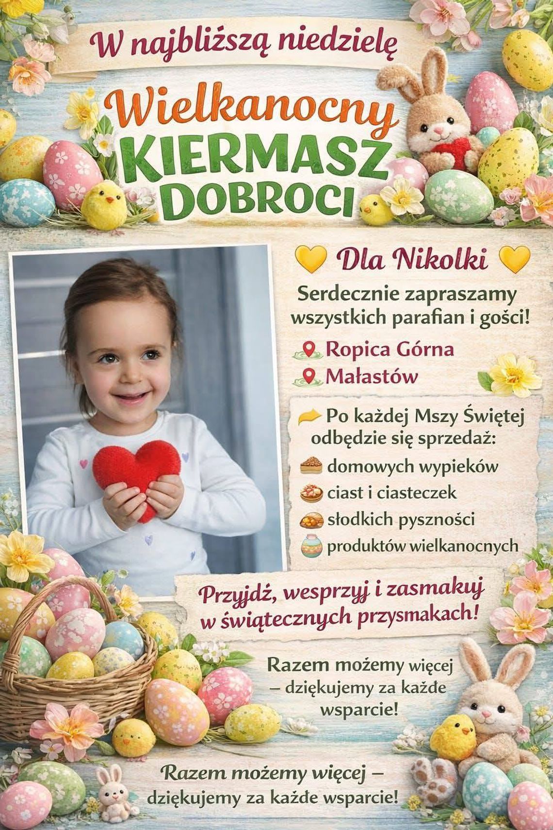 Wielkanocny Kiermasz Dobroci dla Nikolki | zapowiedzi wydarzeń - halogorlice.info plakat zapowiadający wydarzenie - Wielkanocny Kiermasz Dobroci dla Nikolki