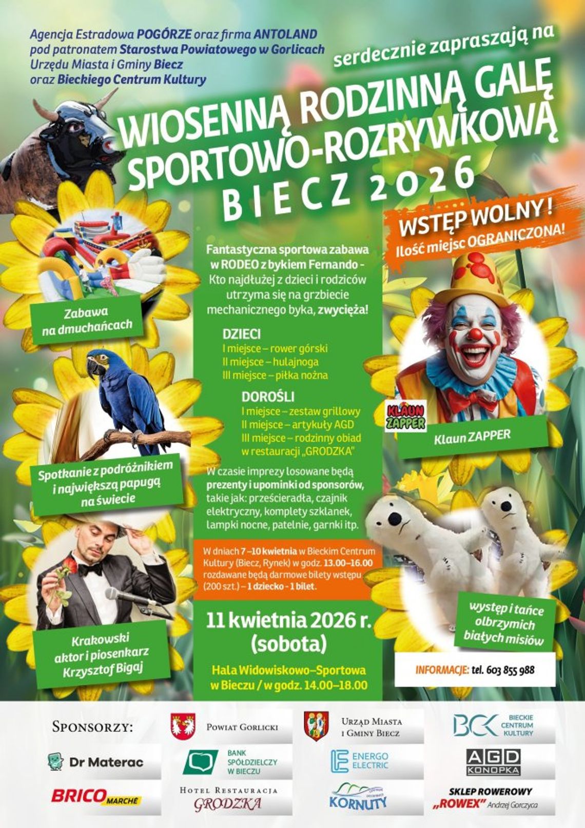 plakat zapowiadający wydarzenie - Wiosenna Rodzinna Gala Sportowo-Rozrywkowa