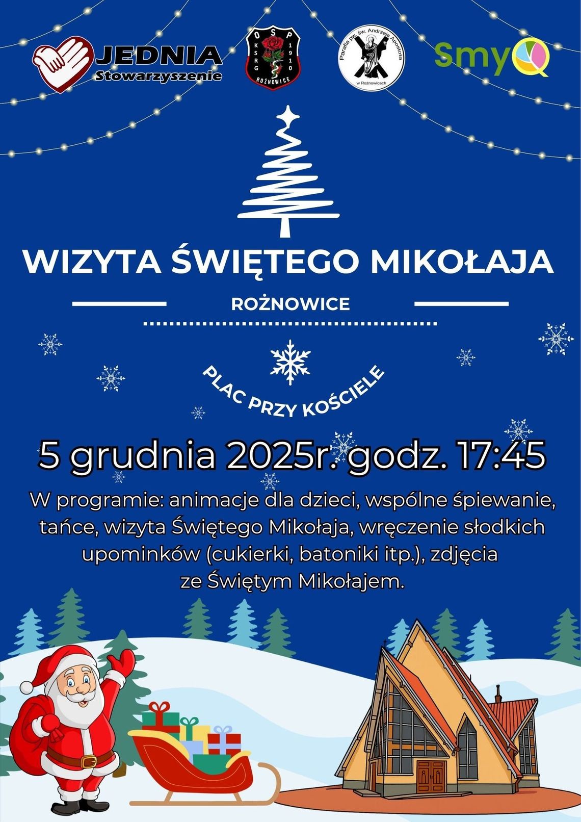 Wizyta Świętego Mikołaja w Rożnowicach | zapowiedzi wydarzeń - halogorlice.info Plakat zapowiadający wydarzenie