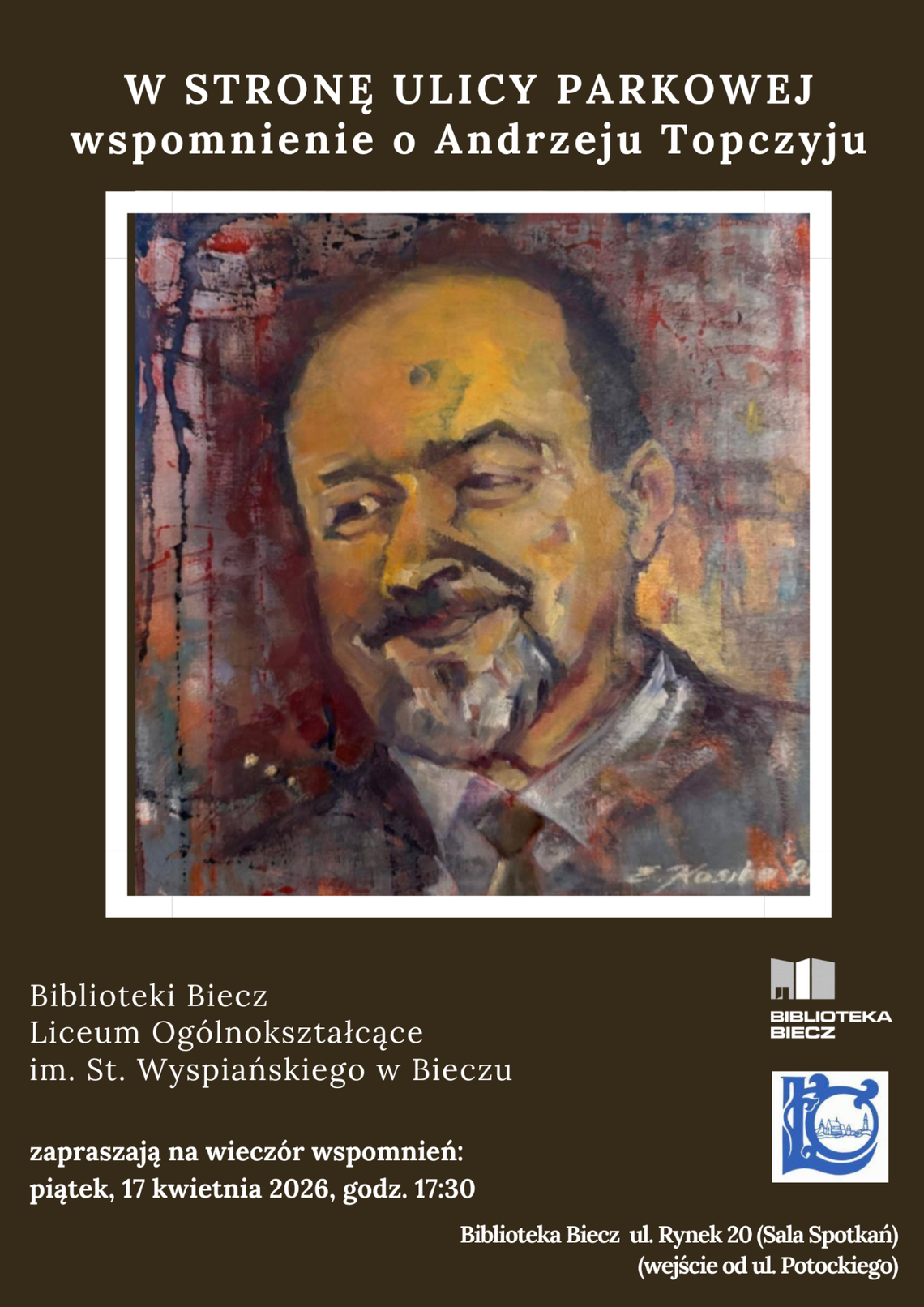 plakat zapowiadający wydarzenie - Wspominamy Andrzeja Topczyja