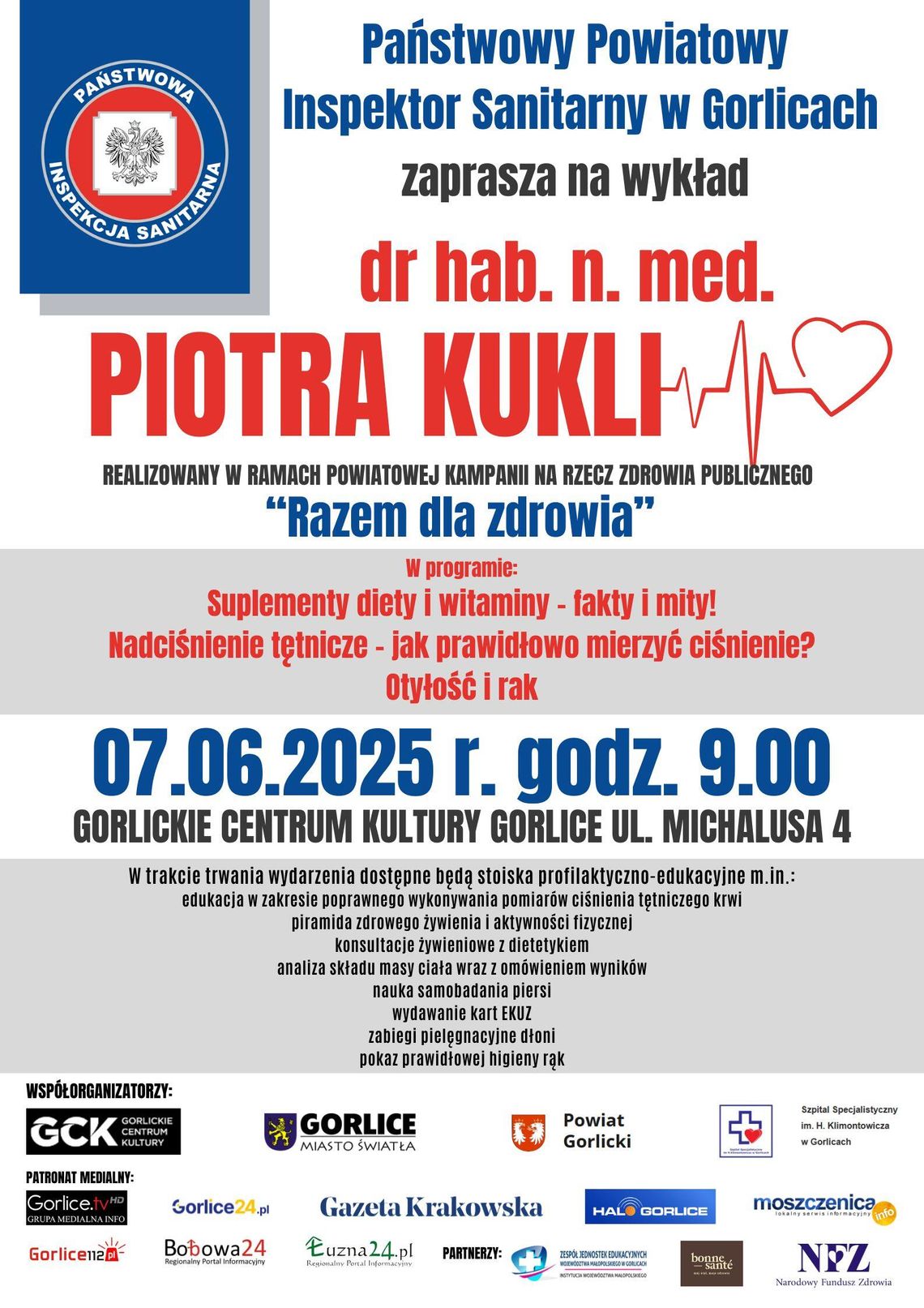 Wykład Piotra Kukli: Razem dla zdrowia | halogorlice.info Plakat zapowiadający wydarzenie Wykład Piotra Kukli: Razem dla zdrowia