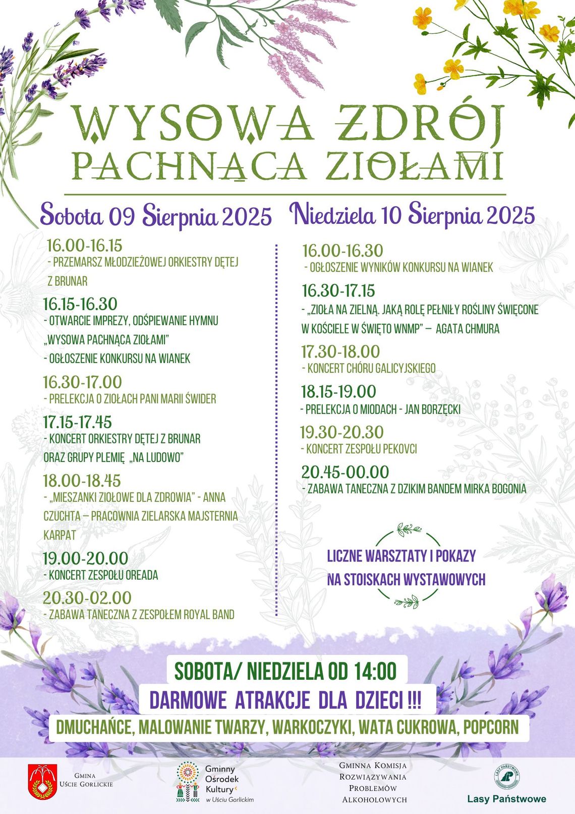 Zdjęcie przedstawia plakat promujący wydarzenie Wysowa-Zdrój pachnąca ziołami