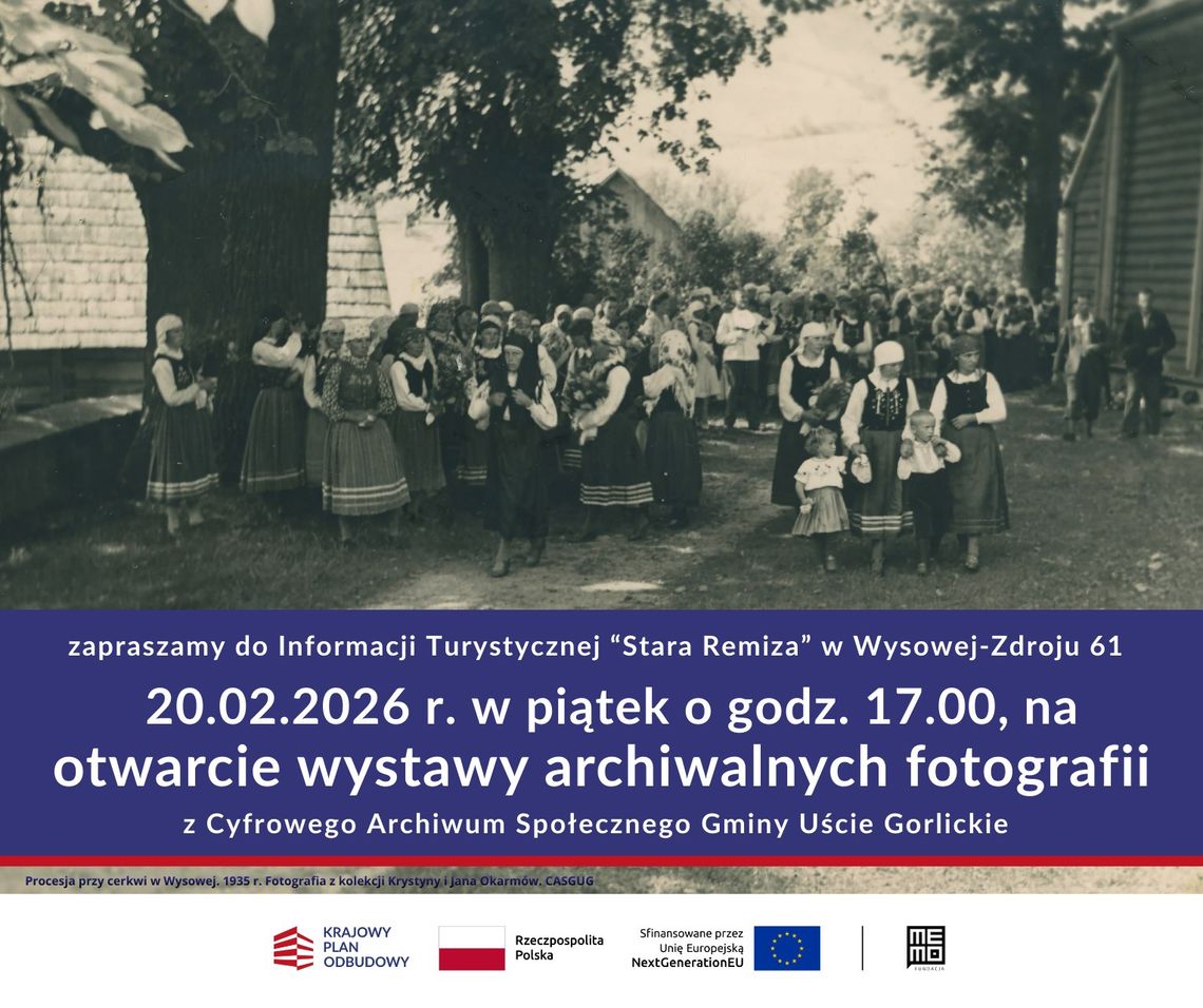 plakat zapowiadający wydarzenie - Wystawa archiwalnych fotografii w Wysowej Zdrój