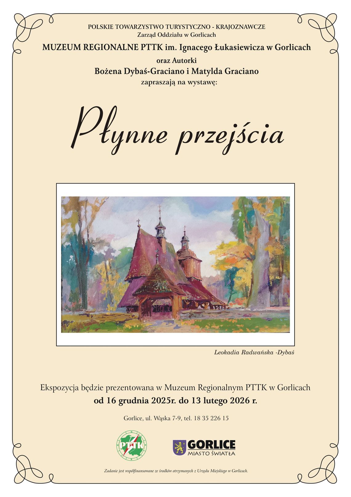 plakat zapowiadający wystawe czasowa  „Płynne przejścia”