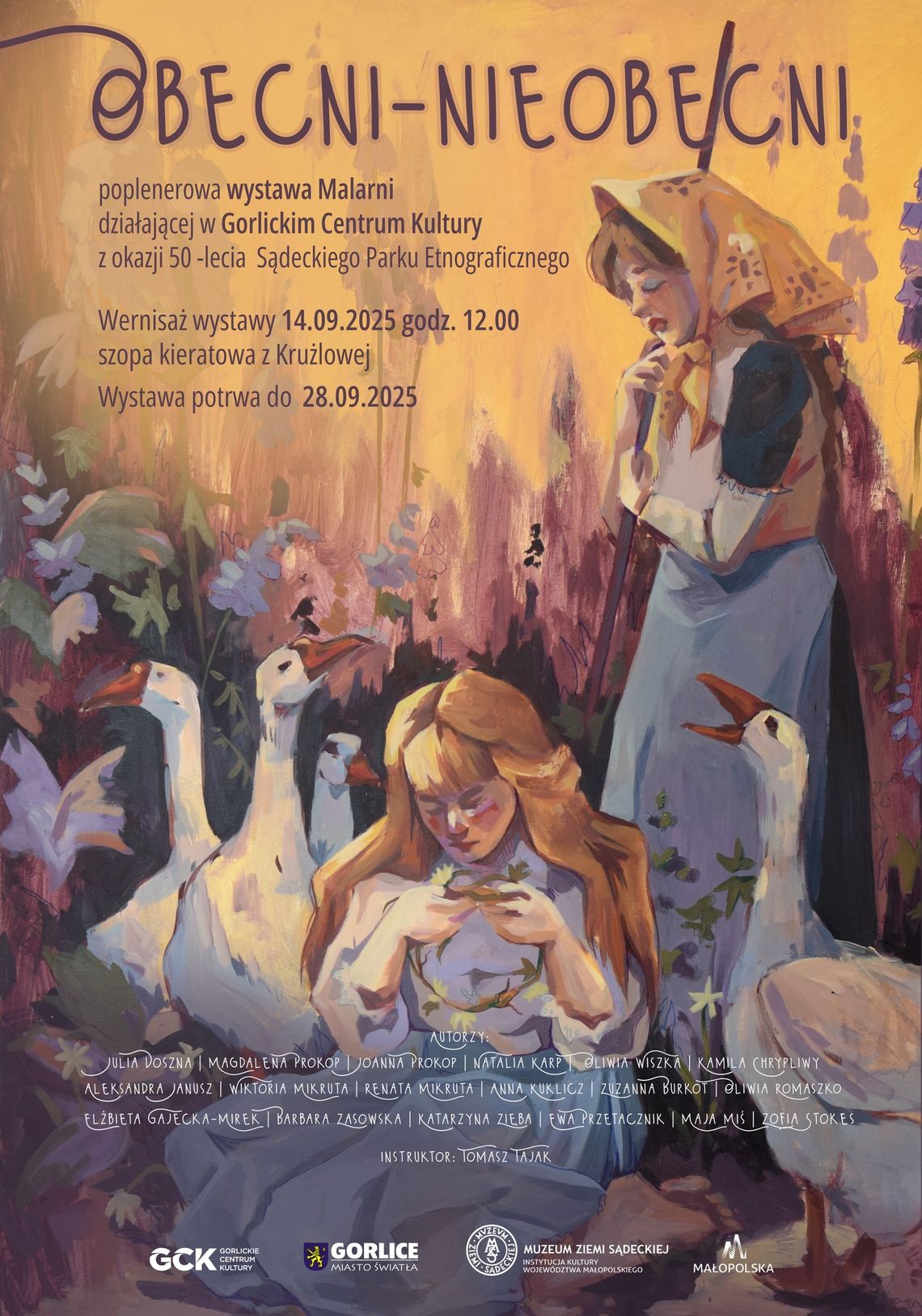Zdjęcie przedstawia plakat promujący wydarzenie Wystawa poplenerowa Malarni z Gorlickiego Centrum Kultury