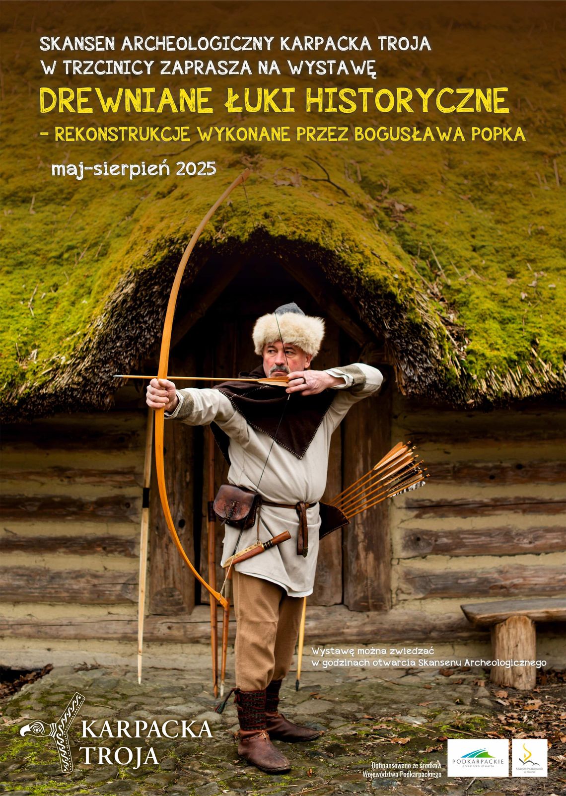 Wystawa pt. Drewniane Łuki Historyczne - rekonstrukcje wykonane przez Bogusława Popka | zapowiedzi imprez – halogorlice.info Mężczyzna strzelający z łuku