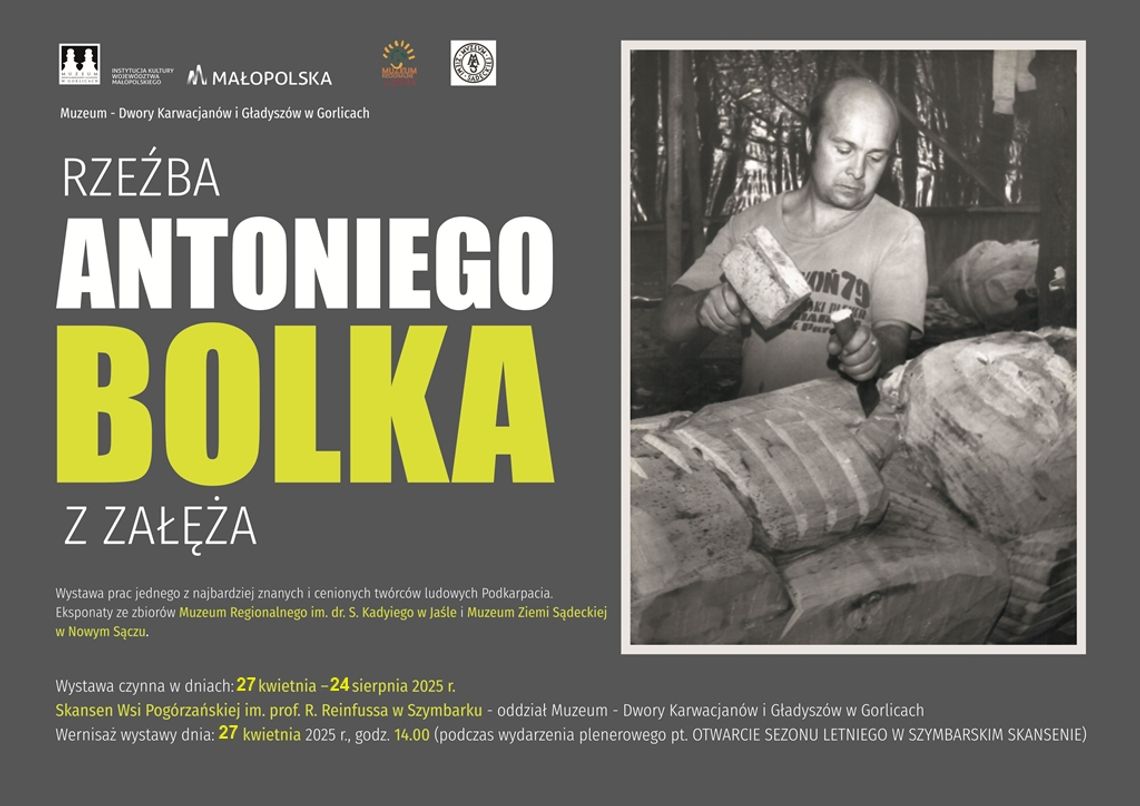 Plakat promujący wystawę pt. Rzeźba Antoniego Bolka z Załęża