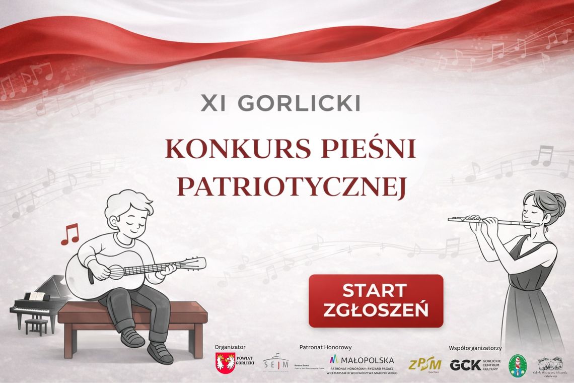 XI Gorlicki Konkurs Pieśni Patriotycznej | zapowiedzi wydarzeń - halogorlice.info plakat zapowiadający wydarzenie - XI Gorlicki Konkurs Pieśni Patriotycznej