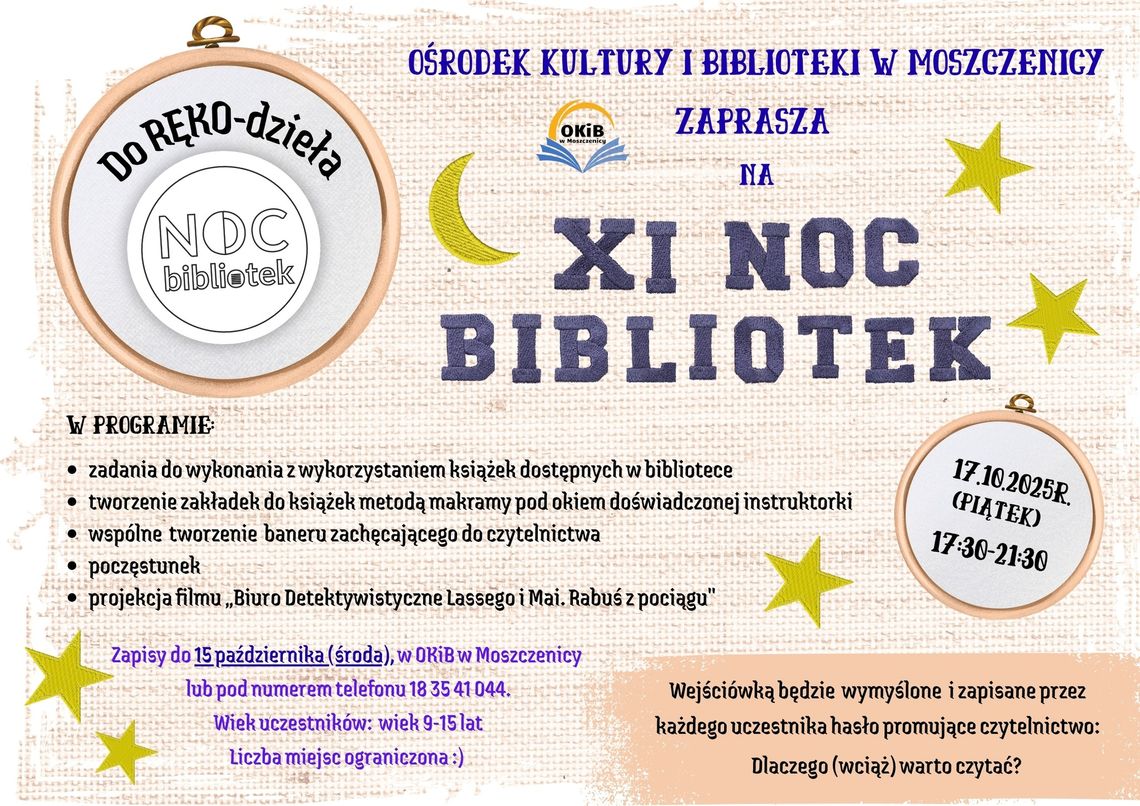 XI Noc Bibliotek | zapowiedzi wydarzeń - halogorlice.info plakat zapowiadający wydarzenie pt. XI noc bibliotek