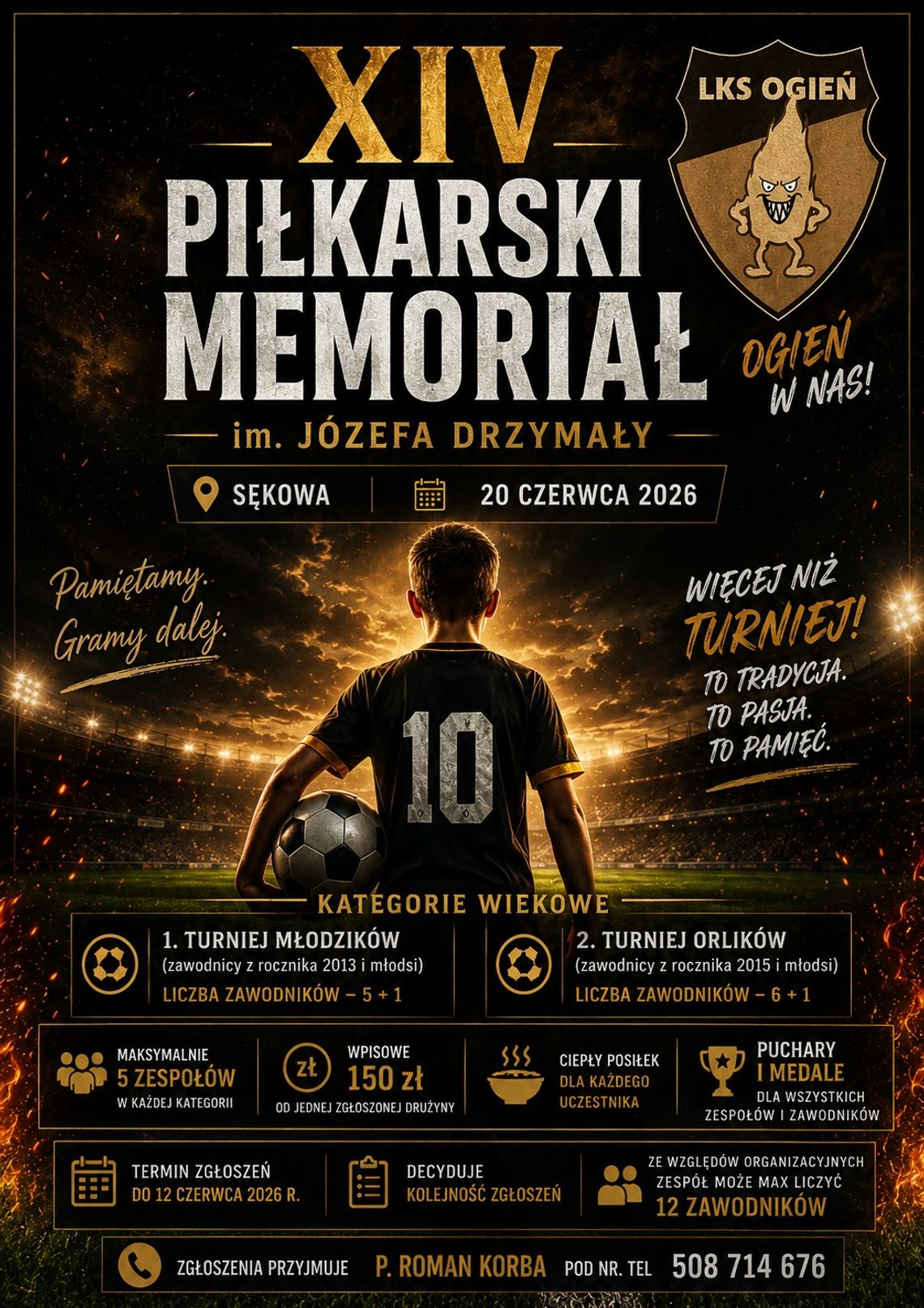 XIV Piłkarski Memoriał im. Józefa Drzymały | zapowiedzi wydarzeń - halogorlice.info zdjęcie przedstawia plakat promujący wydarzenie - XIV Piłkarski Memoriał im. Józefa Drzymały