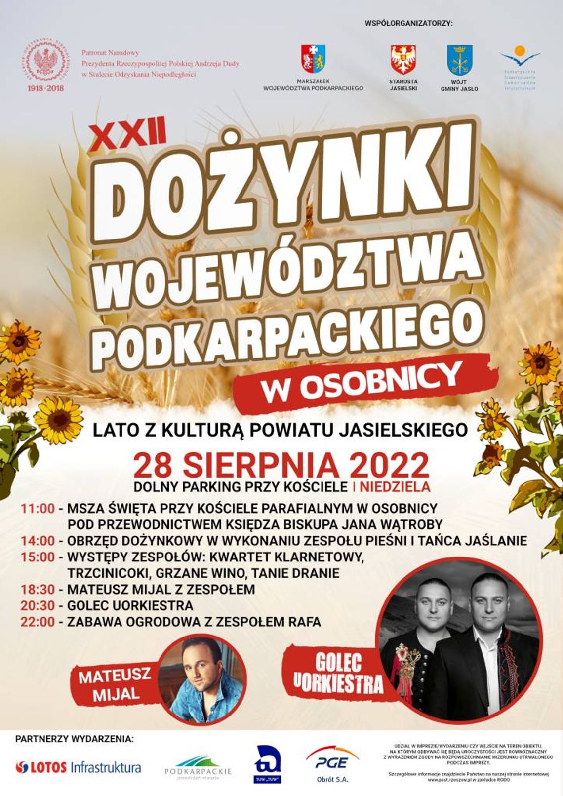 XXII Dożynki Województwa Podkarpackiego – Osobnica | zapowiedzi imprez – halogorlice.info