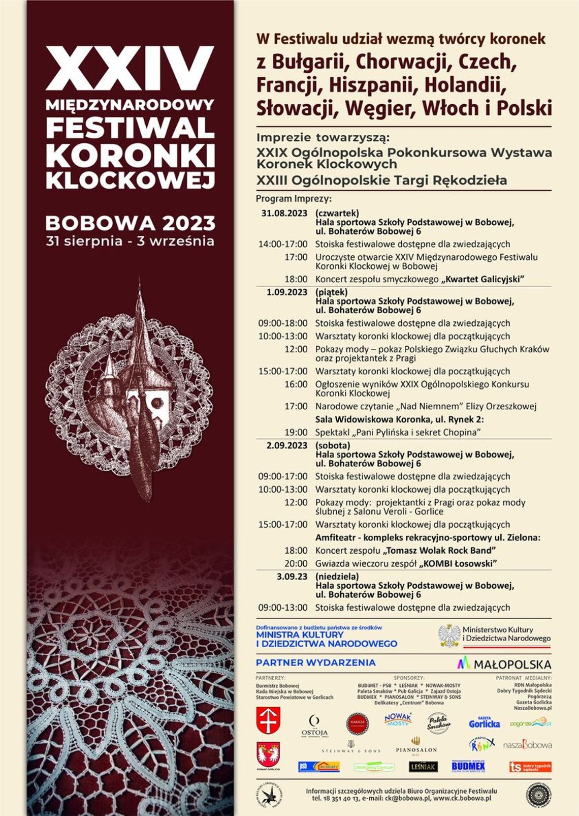 XXIV Międzynarodowy Festiwal Koronki Klockowej 2023 | halogorlice.info