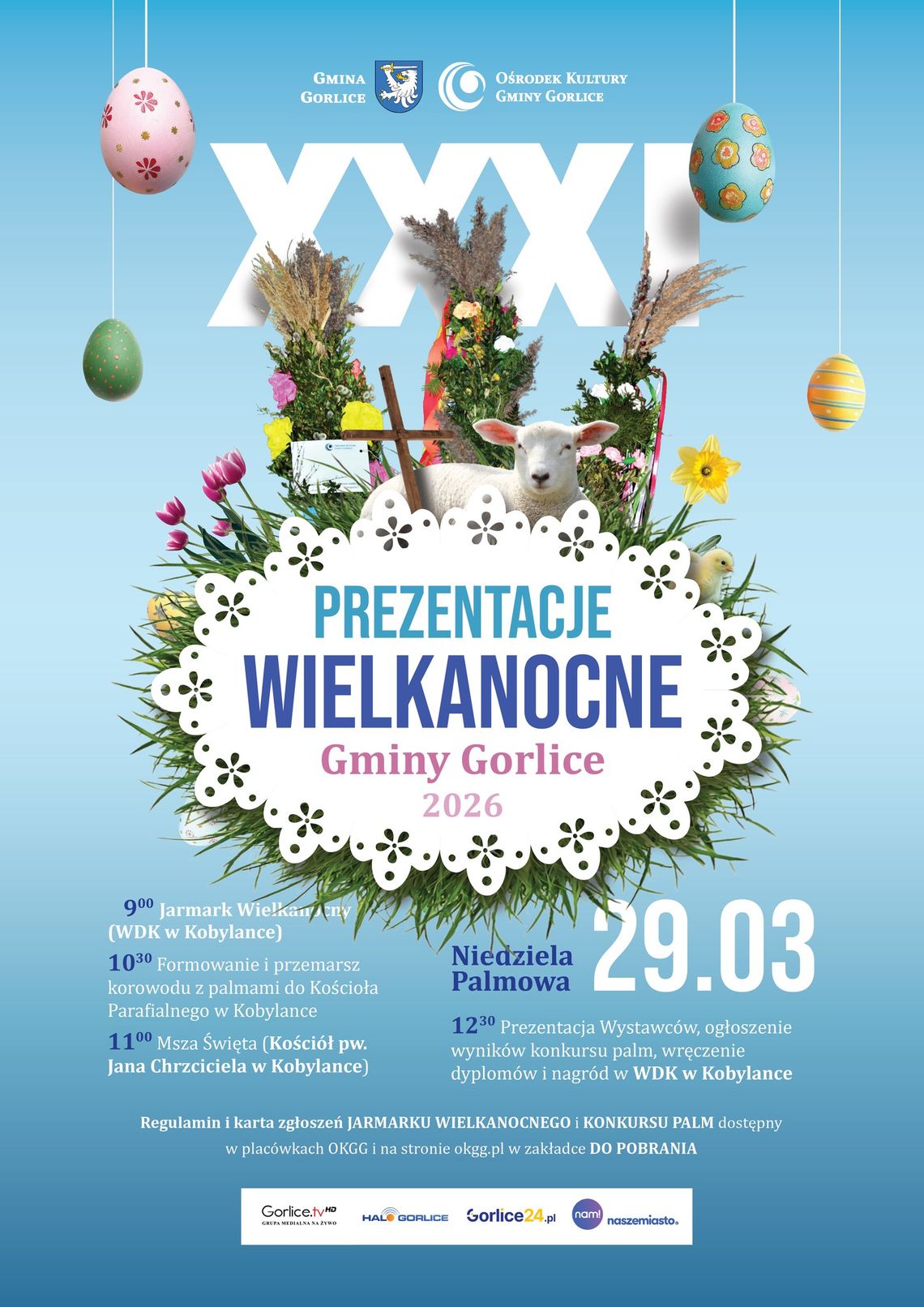 XXXI Prezentacje Wielkanocne Gminy Gorlice w Kobylance | zapowiedzi wydarzeń - halogorlice.info plakat zapowiadający wydarzenie - XXXI Prezentacje Wielkanocne Gminy Gorlice w Kobylance.