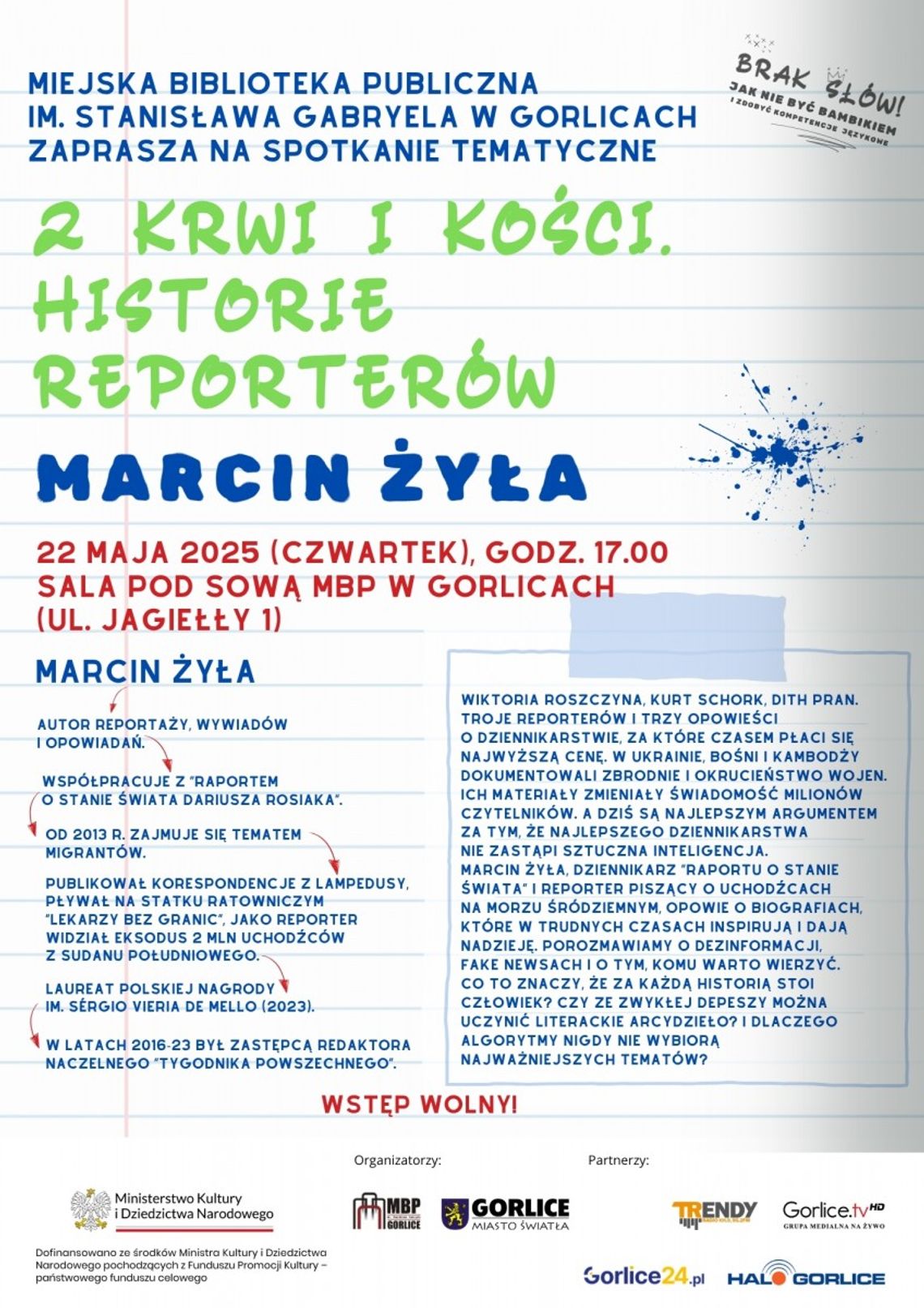 Z krwi i kości. Historie reporterów – spotkanie z Marcinem Żyłą | zapowiedzi imprez – halogorlice.info Z krwi i kości. Historie reporterów – spotkanie z Marcinem Żyłą | zapowiedzi imprez – halogorlice.info