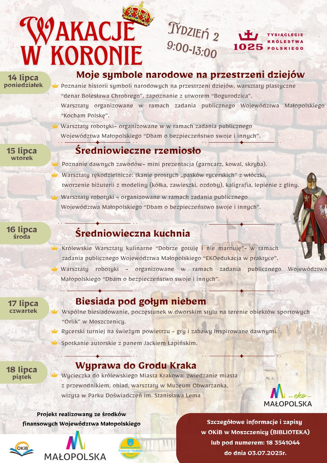 Zajęcia wakacyjne w Moszczenicy: Wakacje w Koronie | halogorlice.info Plakat zapowiadający Zajęcia wakacyjne w Moszczenicy: Wakacje w Koronie