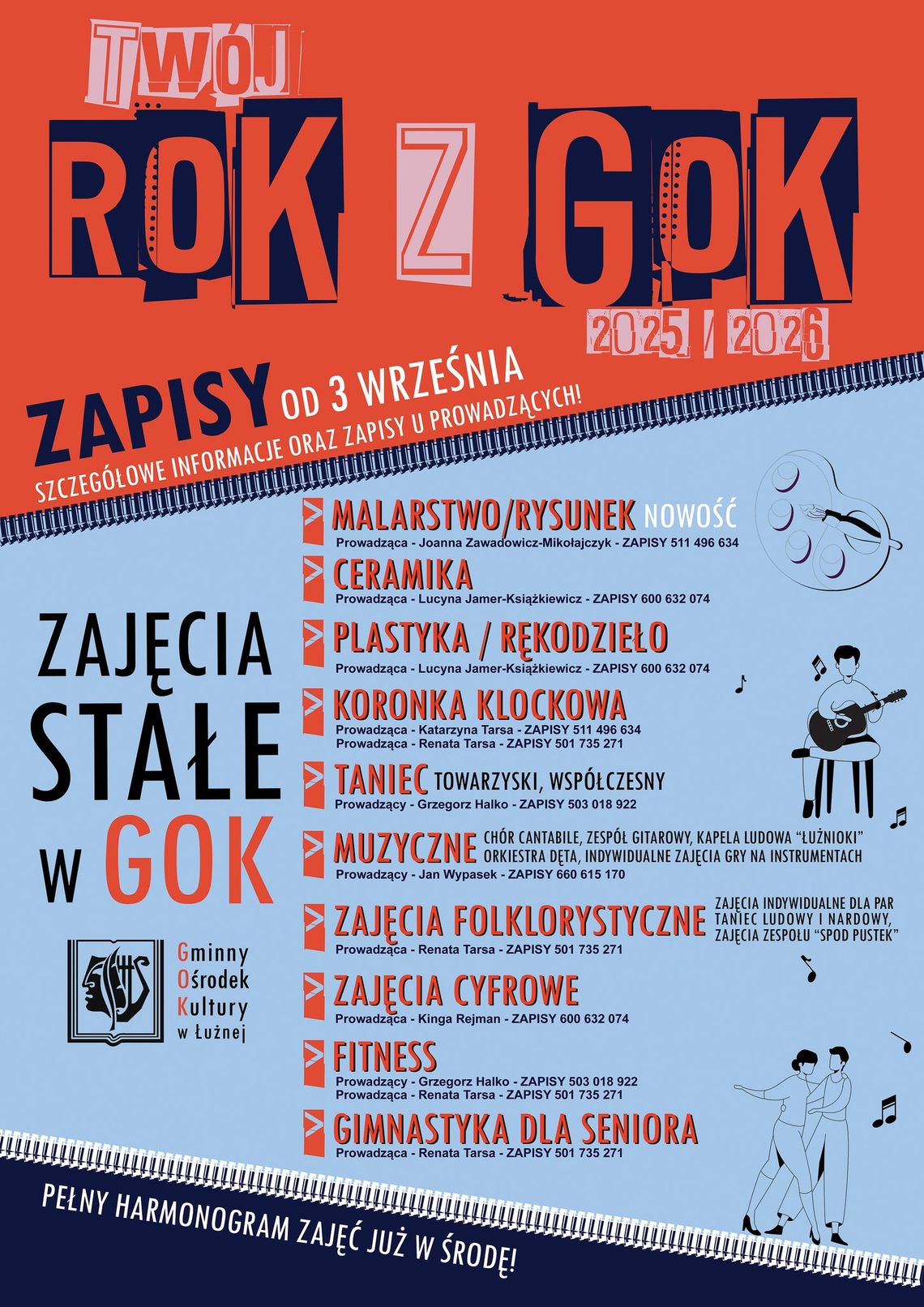 Zapisy na zajęcia artystyczne w GOK Łużna | halogorlice.info Zdjęcie przedstawia plakat promujący wydarzenie Zapisy na zajęcia artystyczne w GOK Łużna