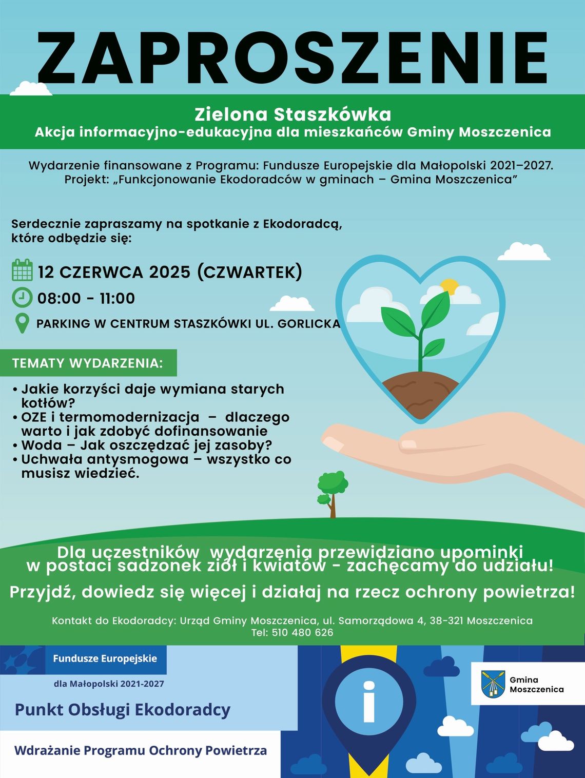 Zielona Staszkówka. Akcja informacyjno-edukacyjna dla mieszkańców | halogorlice.info Plakat zapowiadający wydarzenie Akcja informacyjno-edukacyjna dla mieszkańców