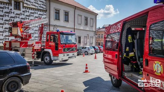 Interwencja Strażaków przy wieży ratuszowej w Bieczu